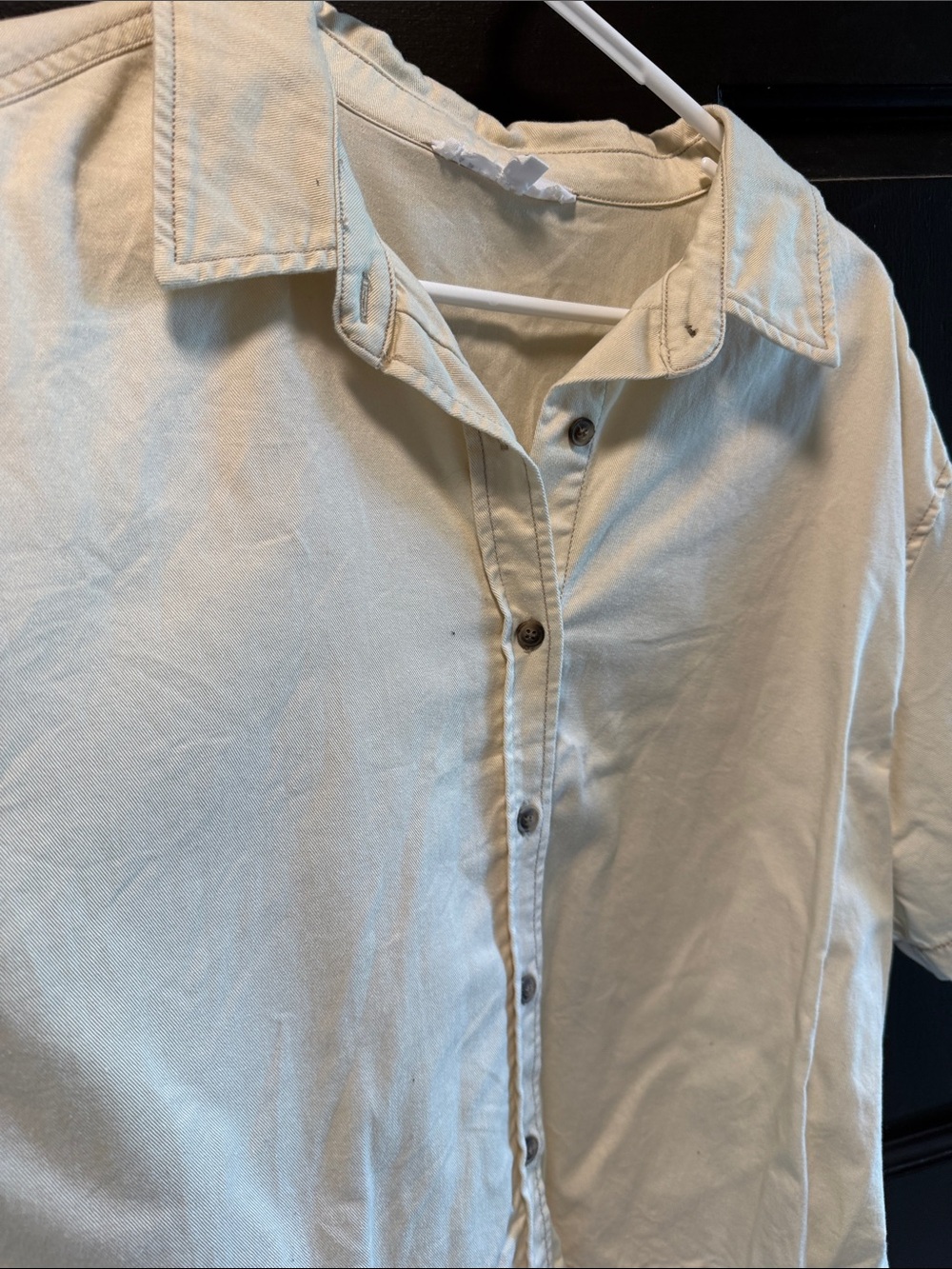 Jane and Delancey Cream Short-Sleeve Button-Down Shirt - Picture 4 of 7